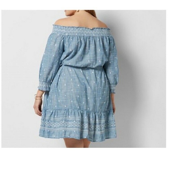 SONOMA Chambray Embellished Smocked Dress - Picture 2 of 8
